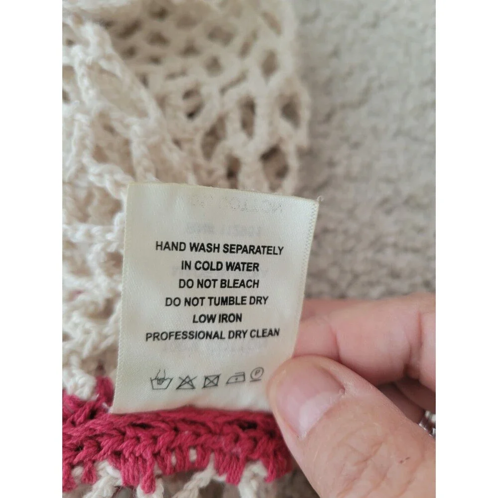 NWOT Anthropologie Bel Kazan Piped Crochet Maxi Swim Cover Dress M/L Cream
